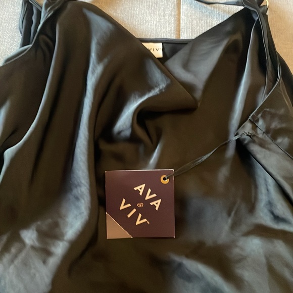 Ava & Viv Women’s Black Cowl Neck Satin-Like Top - Picture 4 of 6